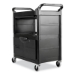 Utility Cart with Locking Doors, Plastic, 3 Shelves, 200 lb
