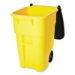 Square Brute Rollout Container, 50 gal, Molded Plastic, Yell