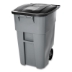 Rollout Container, 50 gal, Molded Plastic, Gray