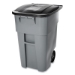 Rollout Container, 50 gal, Molded Plastic, Gray