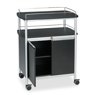 Mobile Beverage Cart, Plastic, 4 Shelves, 33.5" x 21.75" x 4