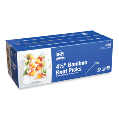 Knotted Bamboo Pick, Paper, 4.5", Natural, 100/Pack, 10 Pack