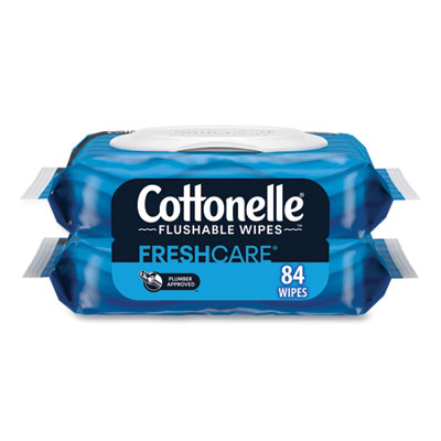 Fresh Care Flushable Cleansing Cloths, 1-Ply, 3.73 x 5.5, Wh