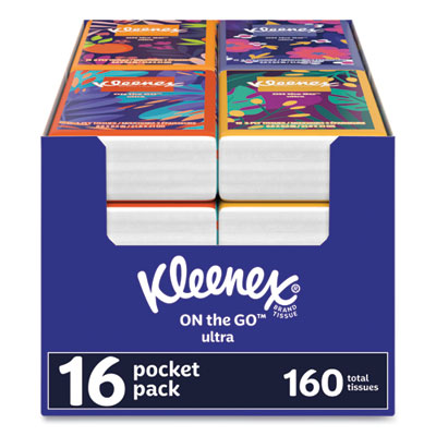 On The Go Packs Facial Tissues, 3-Ply, White, 10 Sheets/Pouc