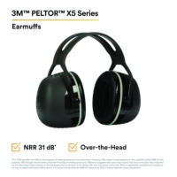 PELTOR X5A Over the Head Earmuffs, Dielectric, 31 dB NRR, Bl