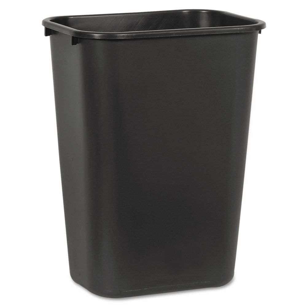 Wastebasket, 41 qt, Plastic, Black