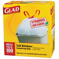 Glad Drawstring bags with ForceFlex- 100 count